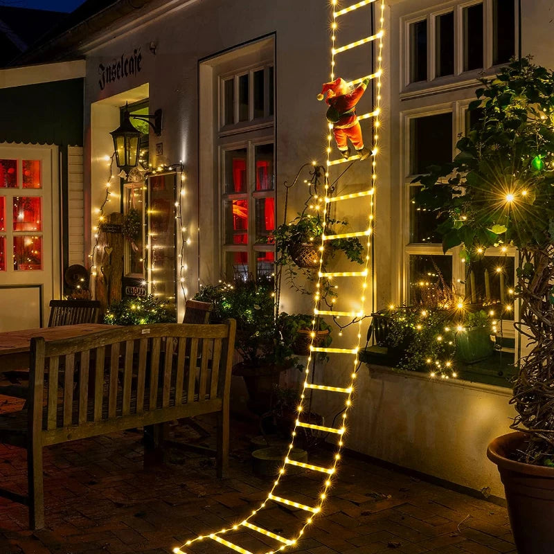 LED Climbing Santa with Light-Up Ladder – Outdoor Christmas Decoration