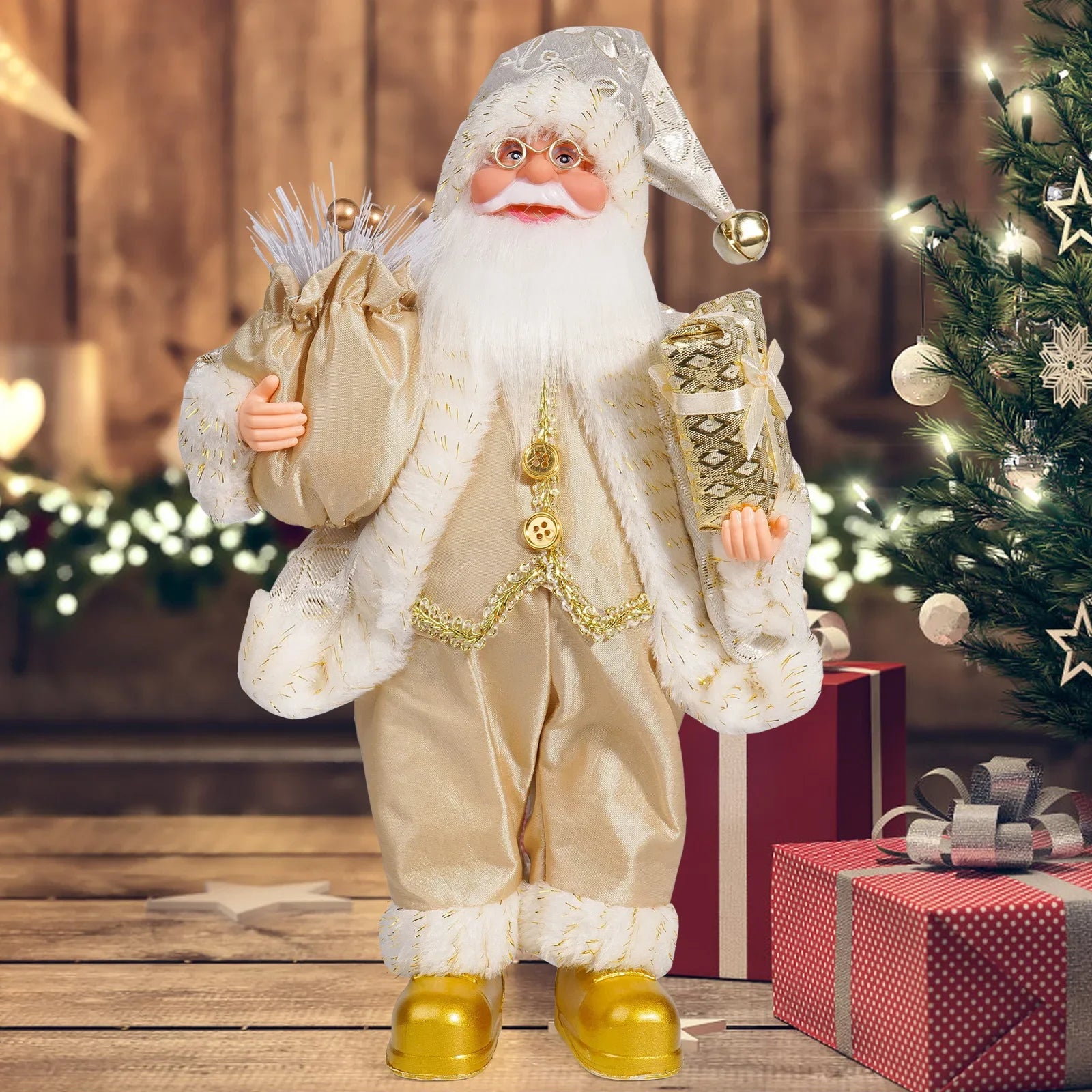 Christmas Santa Decoration with Gift Bag & Teddy Bear