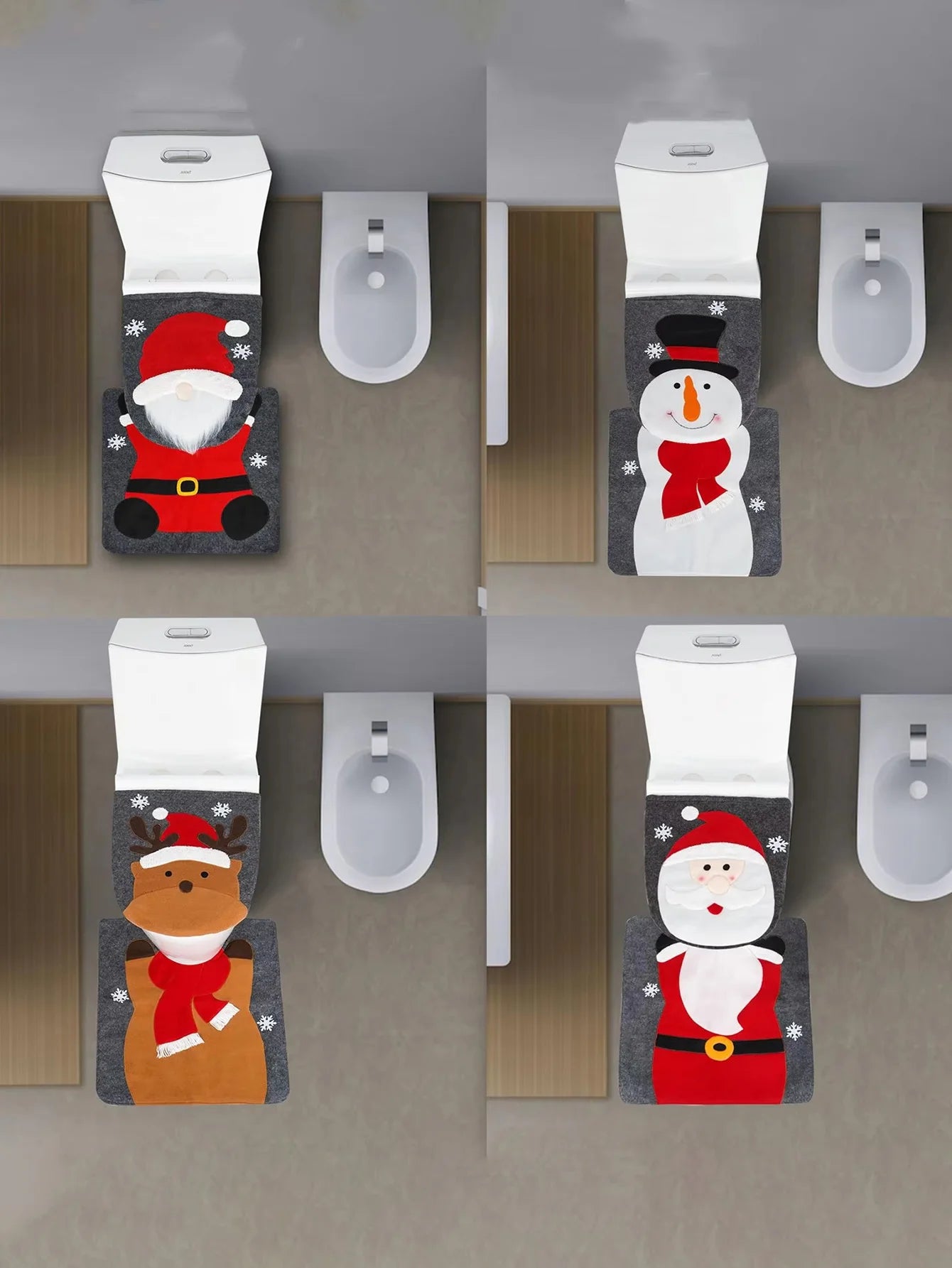 1set Christmas Dwarf Faceless Elderly Toilet Cover Cute Anti Slip and Easy to Clean Suitable for Christmas Home Bathroom Decor