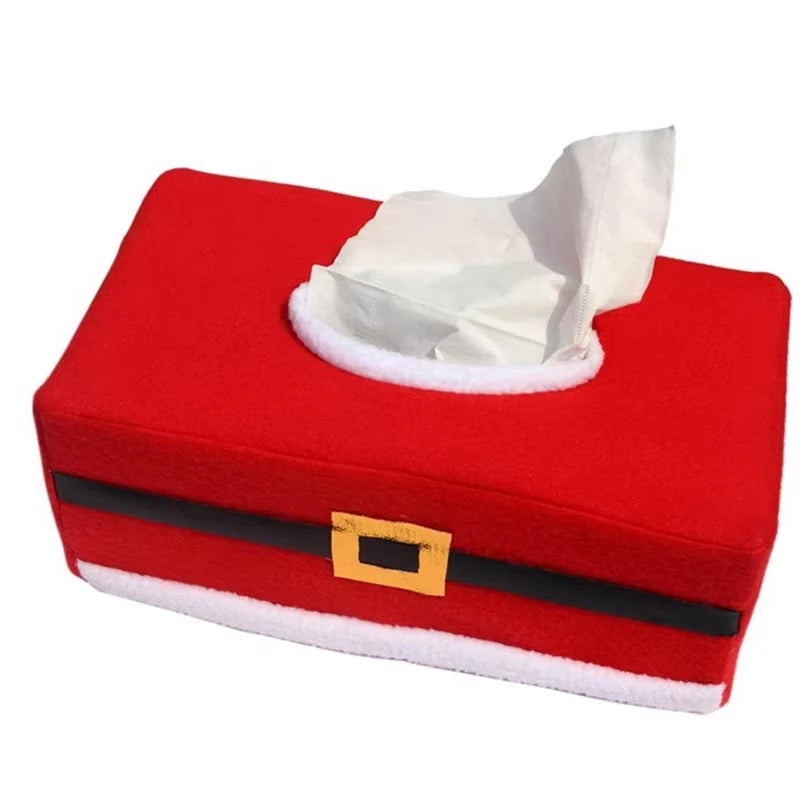 New Belt/Clover Pattern Merry Christmas Tissue Box Cover Christmas Home Decoration Creative Napkin Holder 3 Styles for Choice
